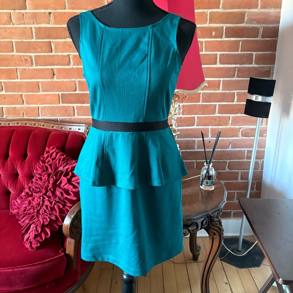 Johnny Was Blue Peplum Sheath Dress